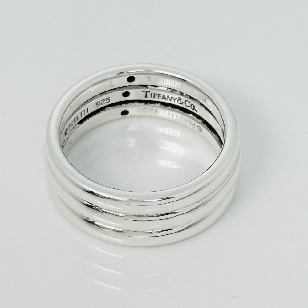 Size 7 Tiffany & Co Ruby Sapphire Emerald Stacking Triple Ring by Elsa Peretti - Picture 5 of 7